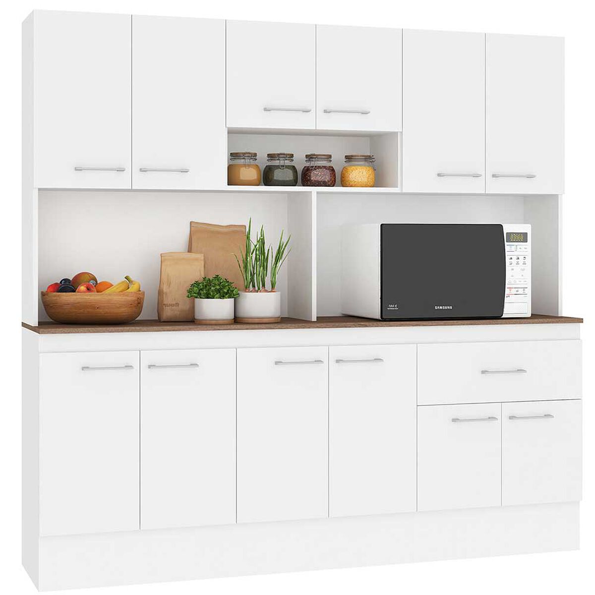Mueble de Cocina Vekkahome White 1 Cajón 12 Puertas Café
