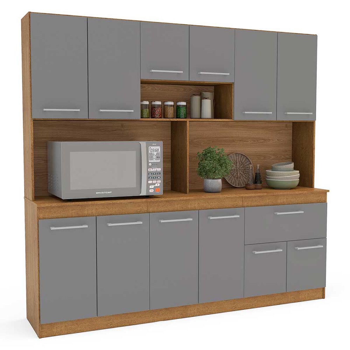 Mueble de Cocina Vekkahome Buck 1 Cajón 12 Puertas Gris