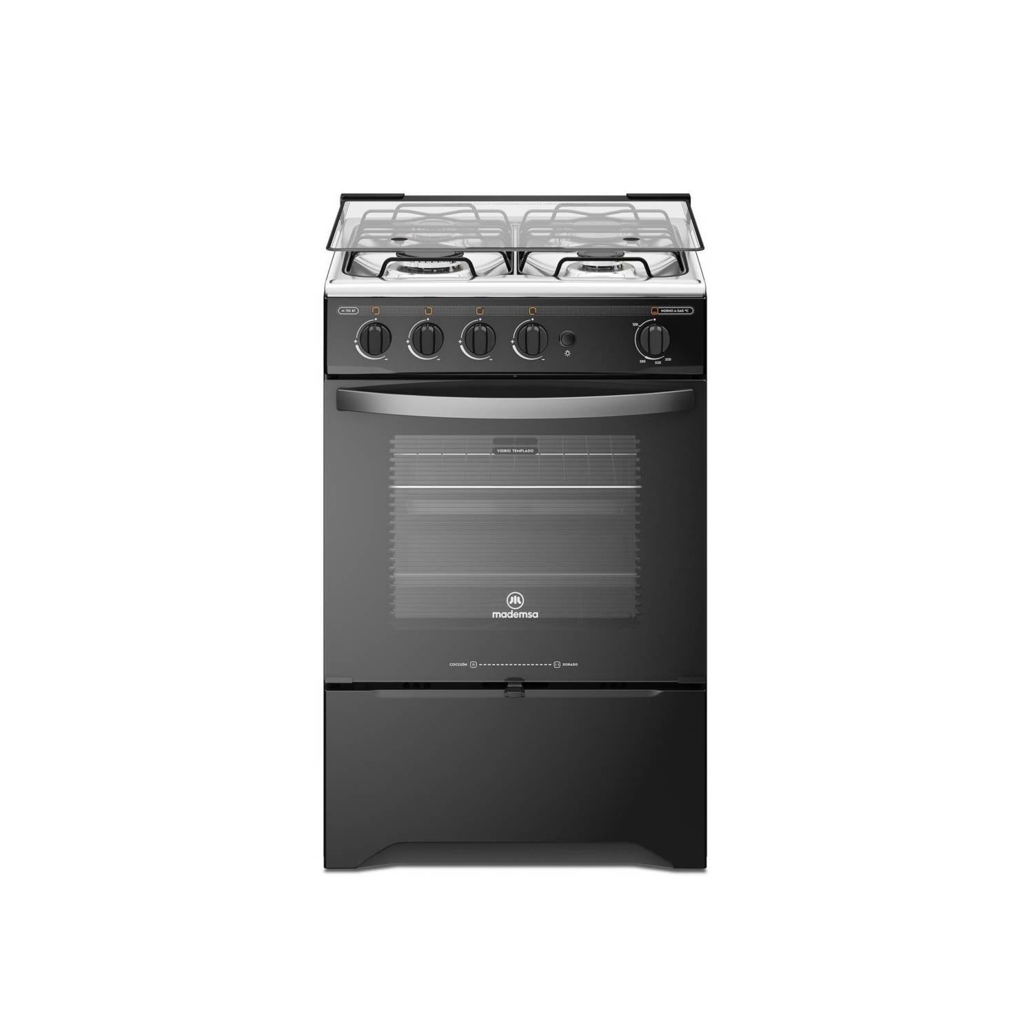 Cocina a gas 4 platos negra 65 litros - descuento especial