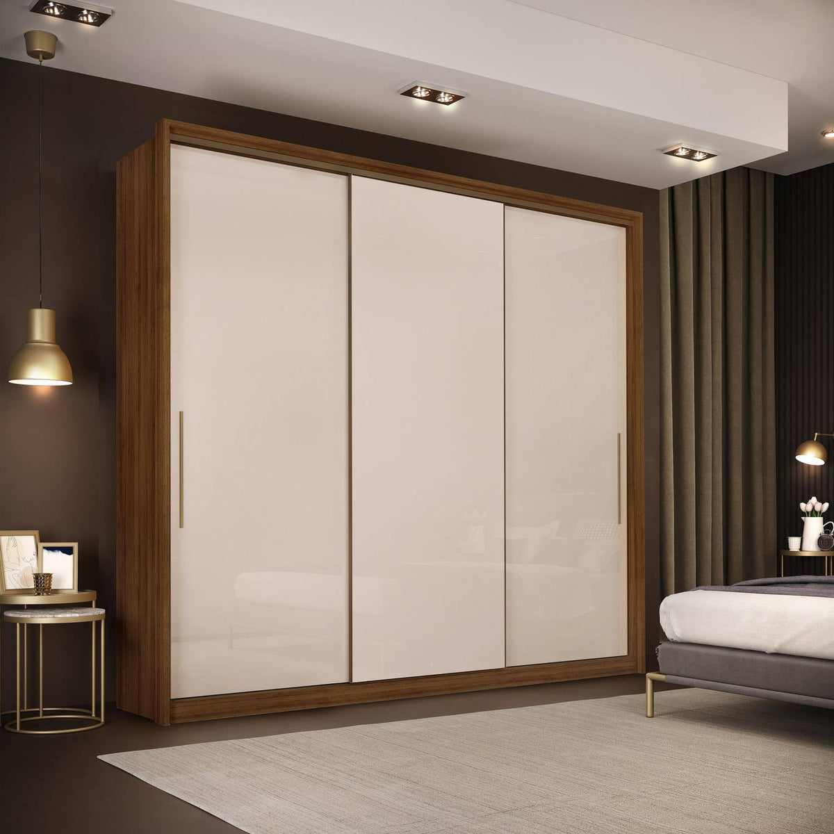 Closet luxor 3p corredera 5c 250x56x229 cm café claro