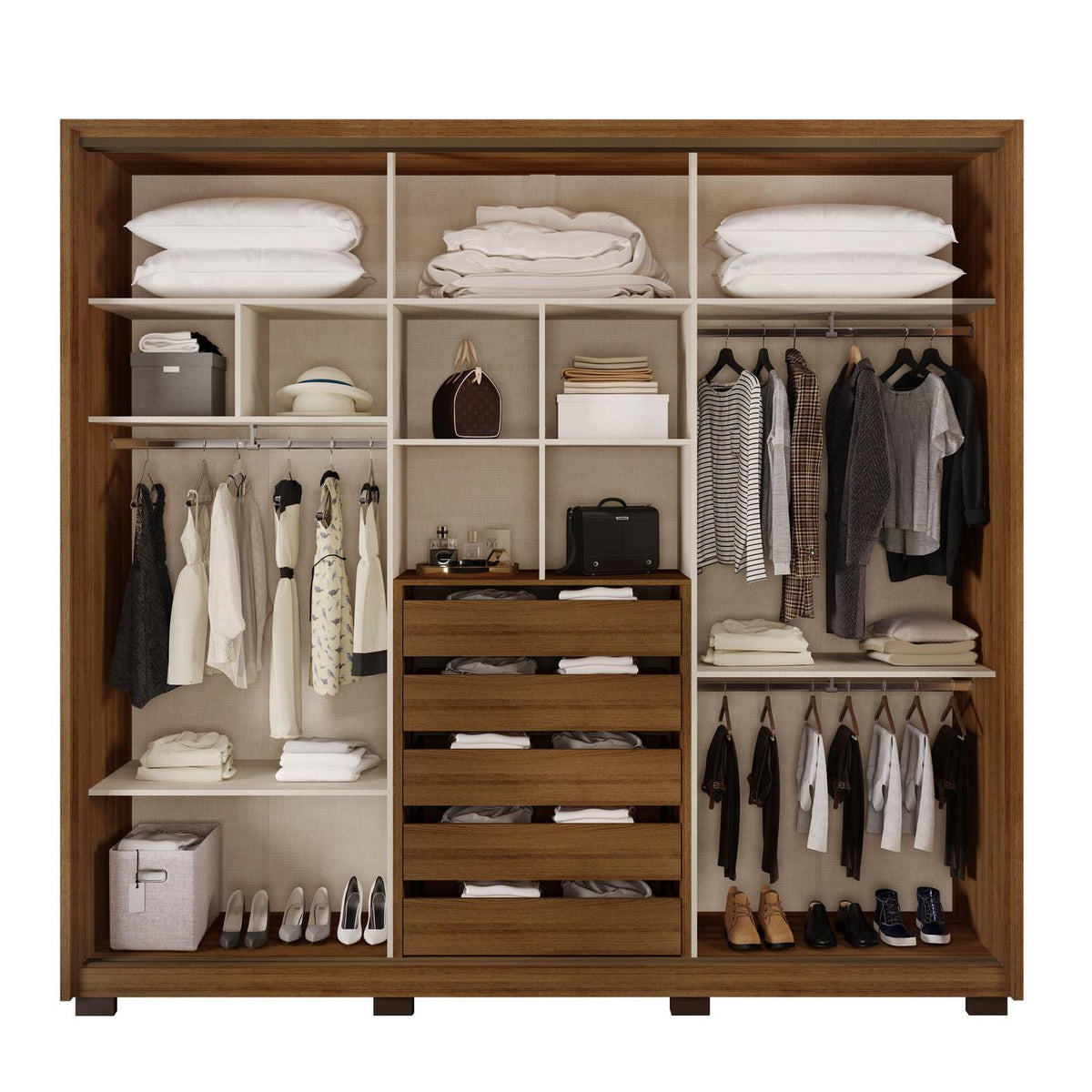 Closet luxor 3p corredera 5c 250x56x229 cm café claro