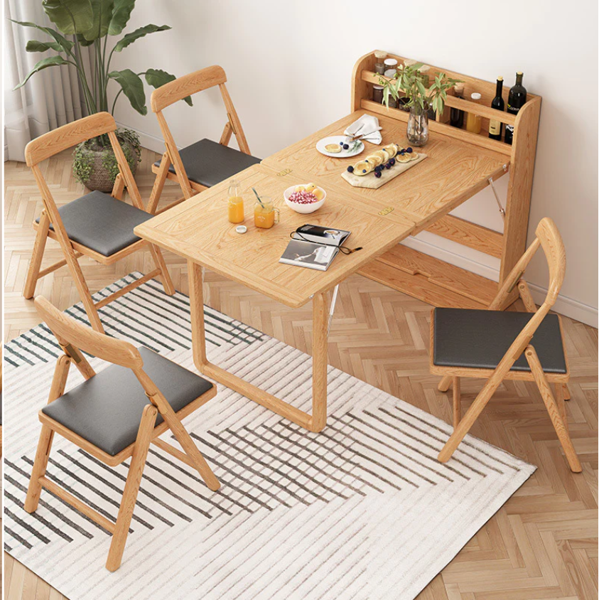Mesa de comedor plegable de madera maciza multifuncional