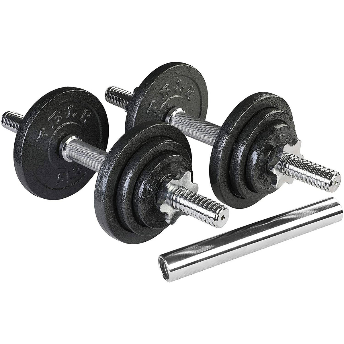 Set de mancuernas 30kg union barra con caja fierro forjado